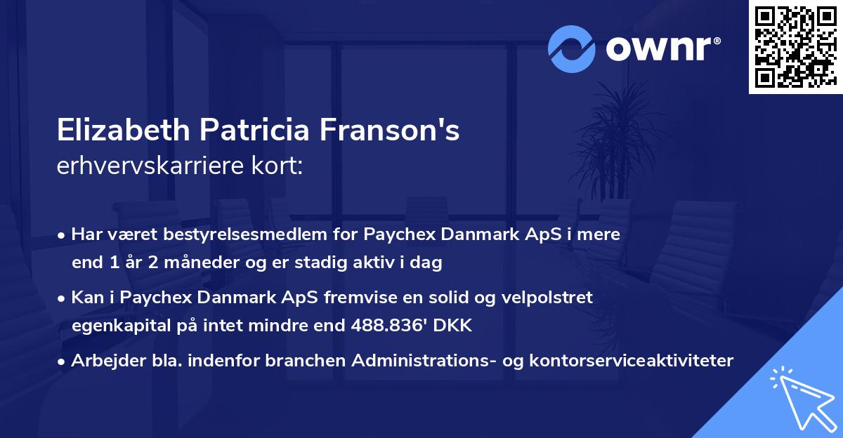 Elizabeth Patricia Franson's erhvervskarriere kort