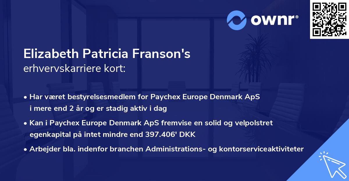 Elizabeth Patricia Franson's erhvervskarriere kort