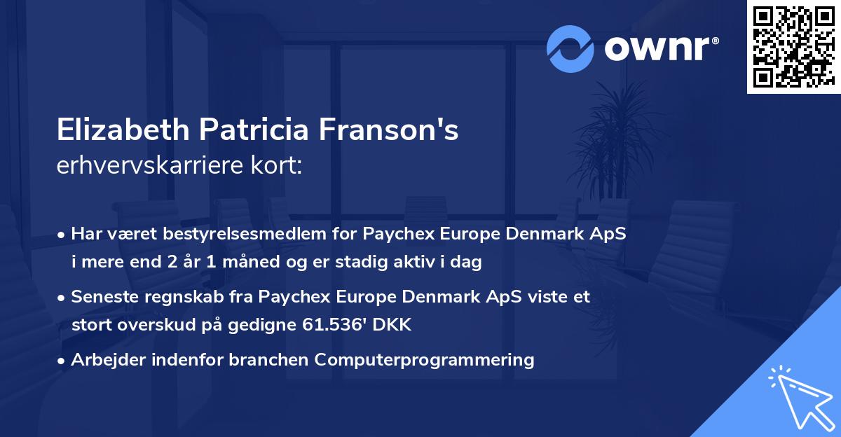 Elizabeth Patricia Franson's erhvervskarriere kort