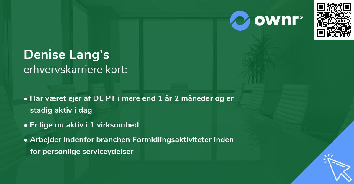 Denise Lang's erhvervskarriere kort