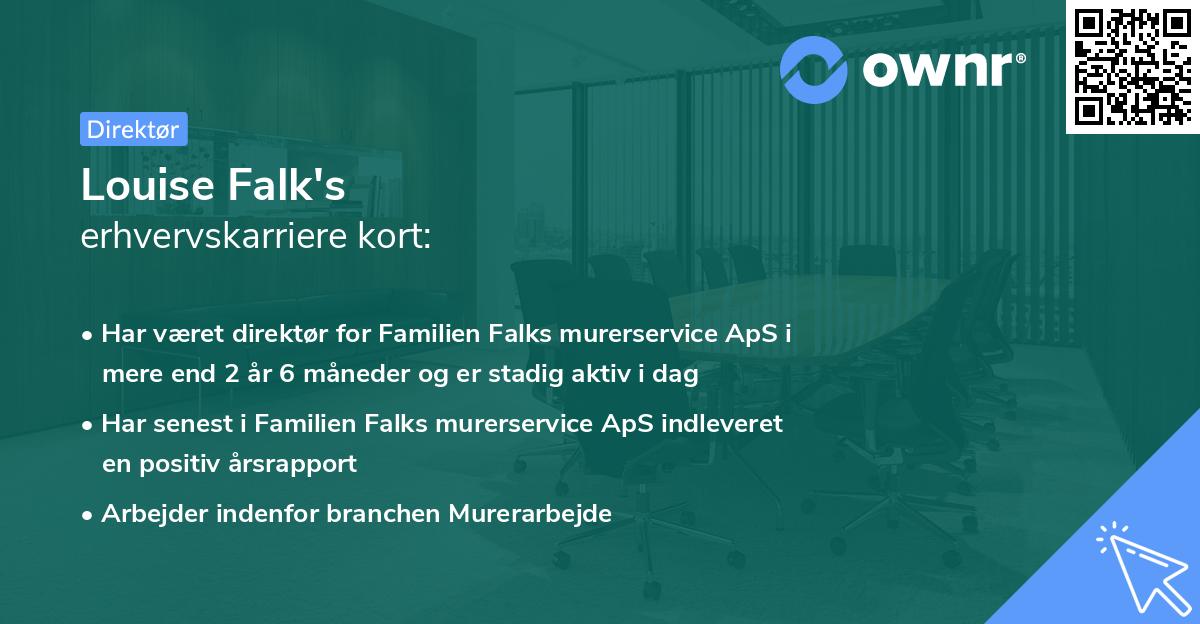 Louise Falk's erhvervskarriere kort