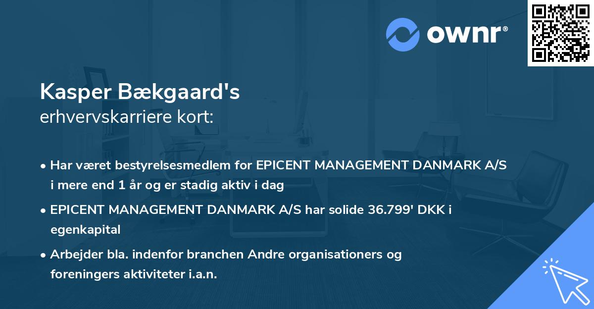 Kasper Bækgaard's erhvervskarriere kort