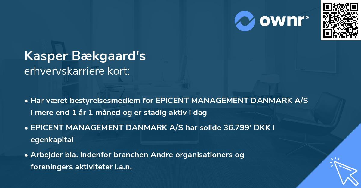 Kasper Bækgaard's erhvervskarriere kort