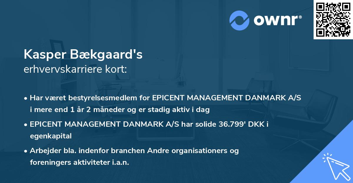 Kasper Bækgaard's erhvervskarriere kort
