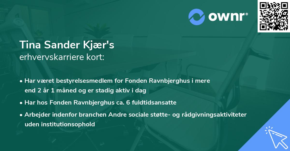 Tina Sander Kjær's erhvervskarriere kort