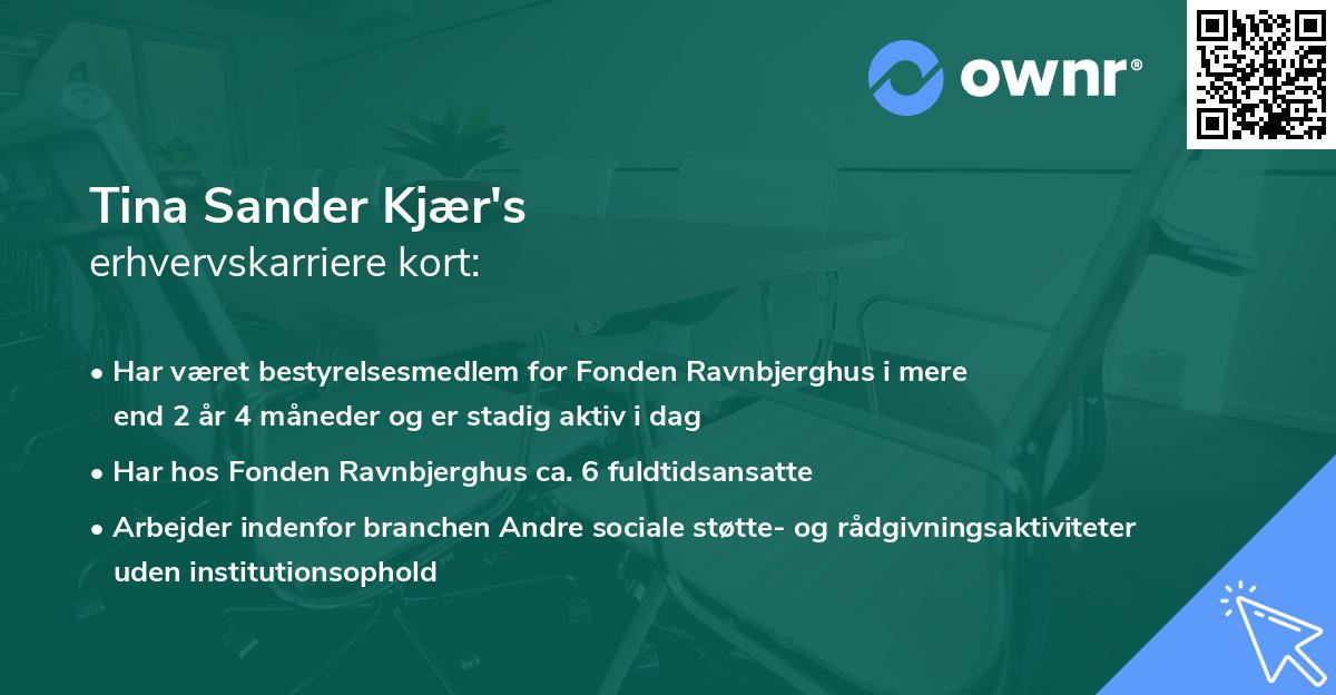Tina Sander Kjær's erhvervskarriere kort