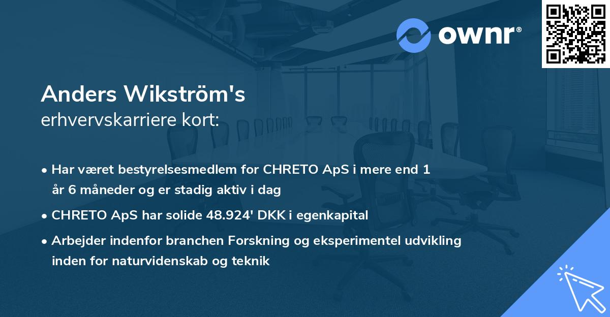 Anders Wikström's erhvervskarriere kort