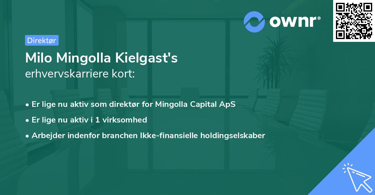 Milo Mingolla Kielgast's erhvervskarriere kort