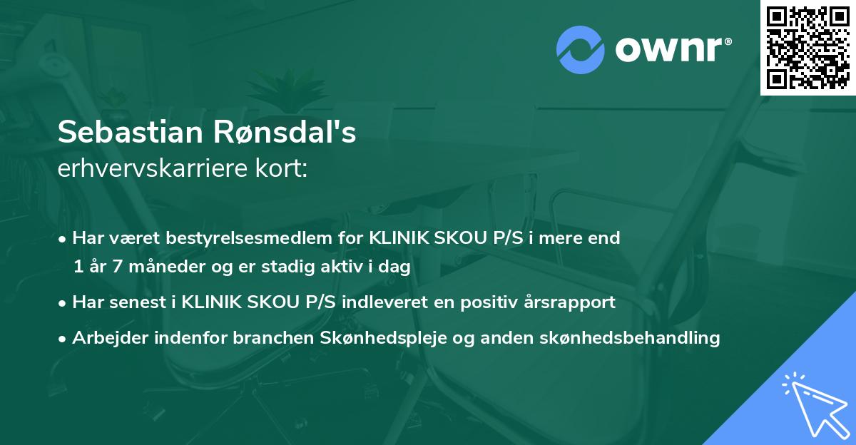 Sebastian Rønsdal's erhvervskarriere kort