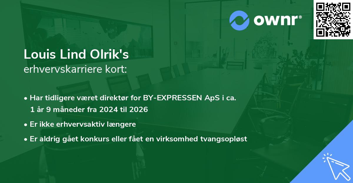 Louis Lind Olrik's erhvervskarriere kort