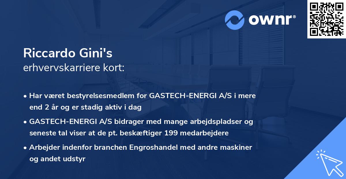 Riccardo Gini's erhvervskarriere kort