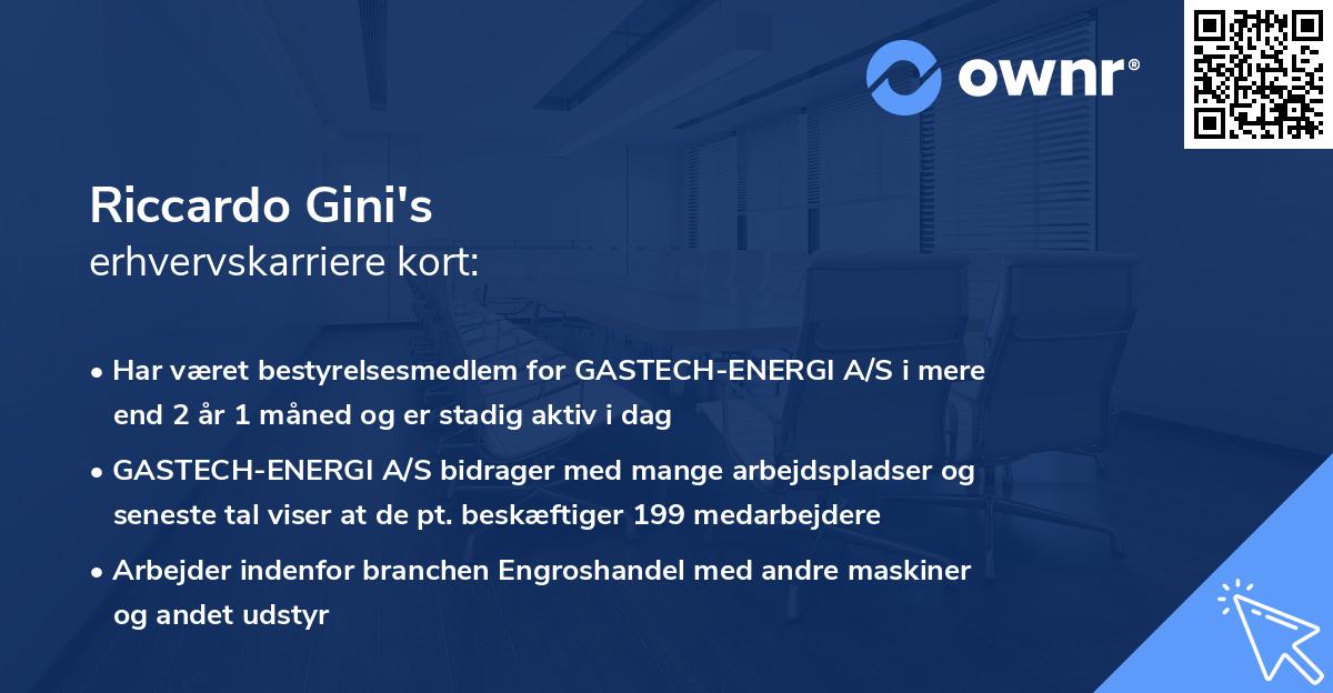 Riccardo Gini's erhvervskarriere kort