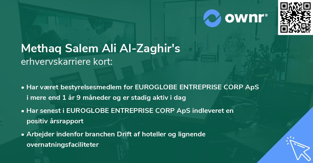 Methaq Salem Ali Al-Zaghir's erhvervskarriere kort