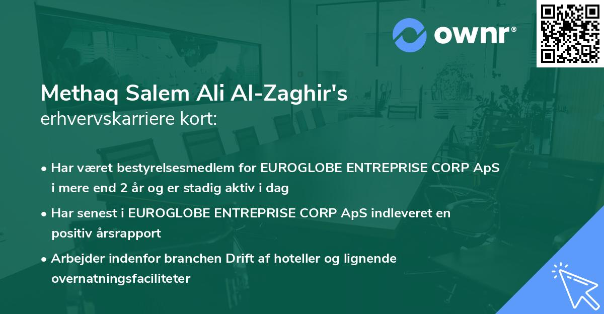 Methaq Salem Ali Al-Zaghir's erhvervskarriere kort