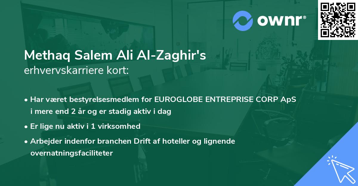 Methaq Salem Ali Al-Zaghir's erhvervskarriere kort