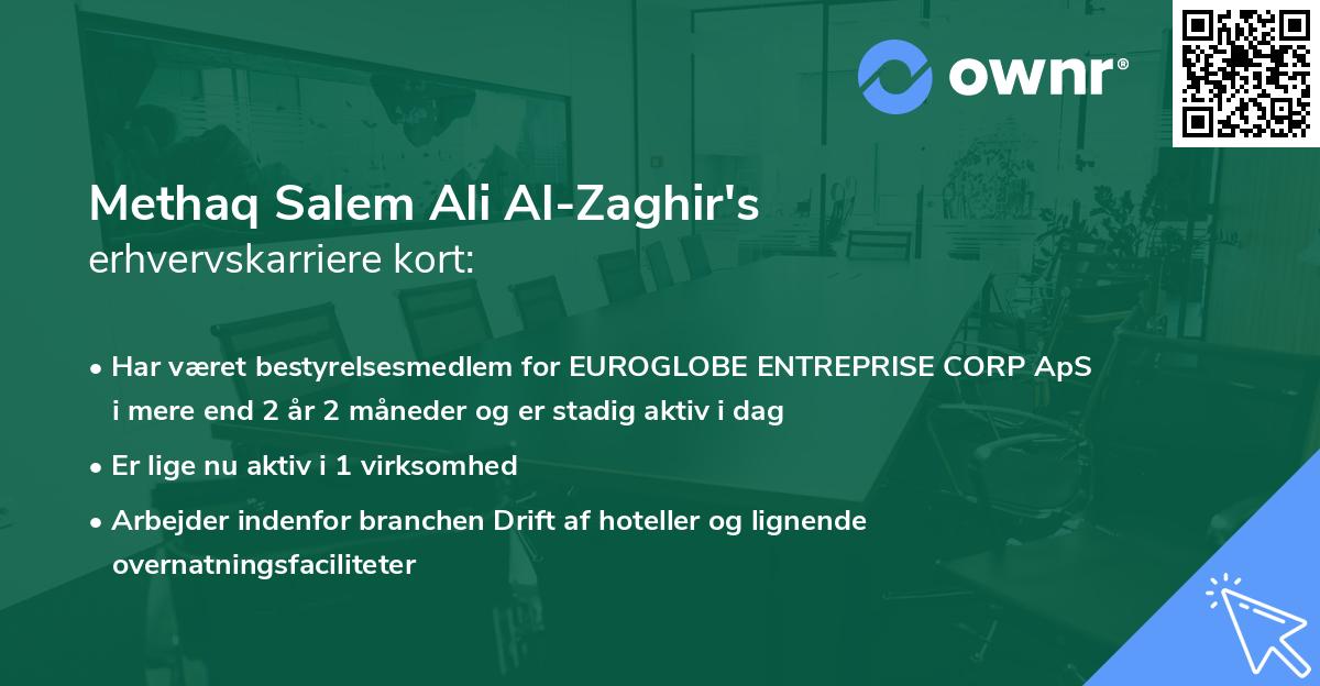 Methaq Salem Ali Al-Zaghir's erhvervskarriere kort