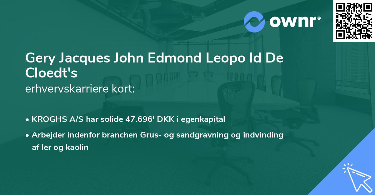 Gery Jacques John Edmond Leopo ld De Cloedt's erhvervskarriere kort