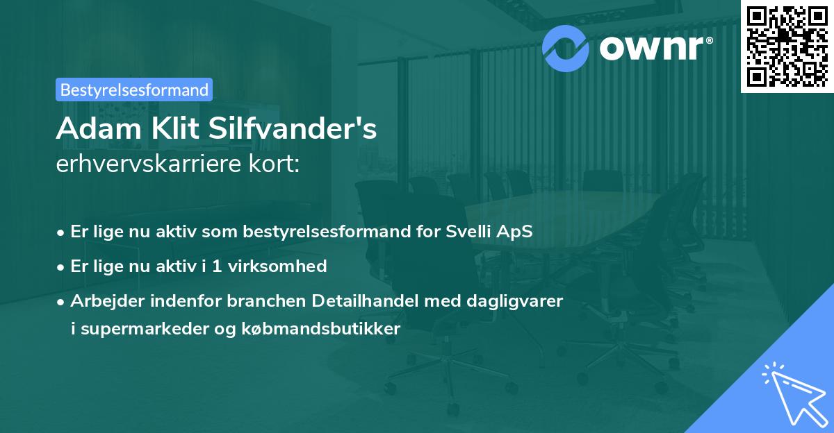 Adam Klit Silfvander's erhvervskarriere kort