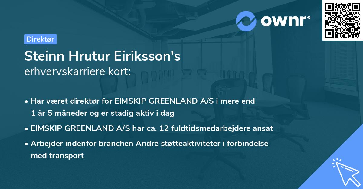 Steinn Hrutur Eiriksson's erhvervskarriere kort