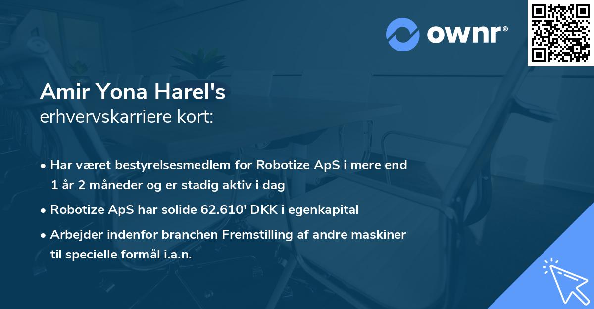 Amir Yona Harel's erhvervskarriere kort