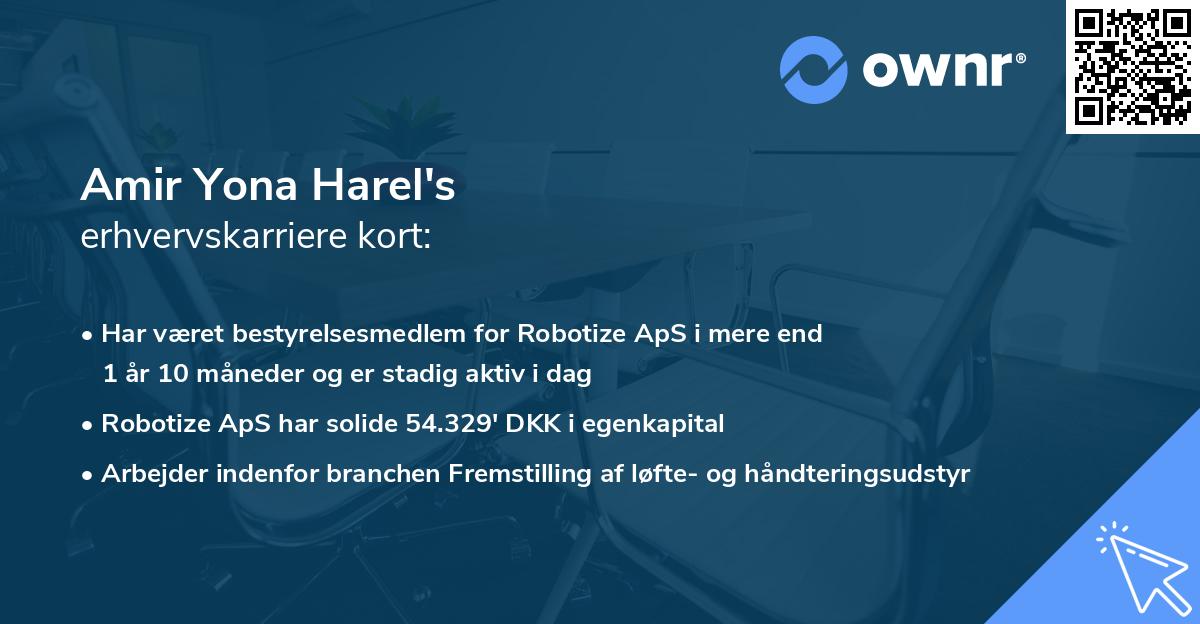 Amir Yona Harel's erhvervskarriere kort
