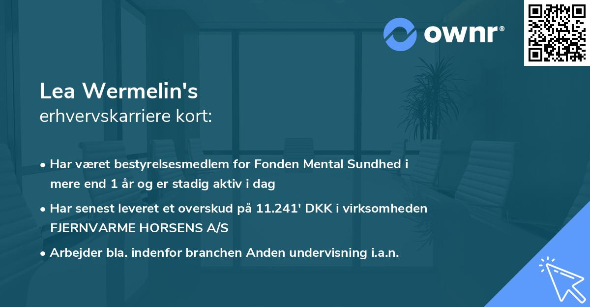 Lea Wermelin's erhvervskarriere kort