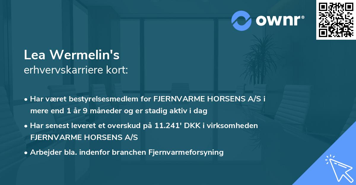 Lea Wermelin's erhvervskarriere kort