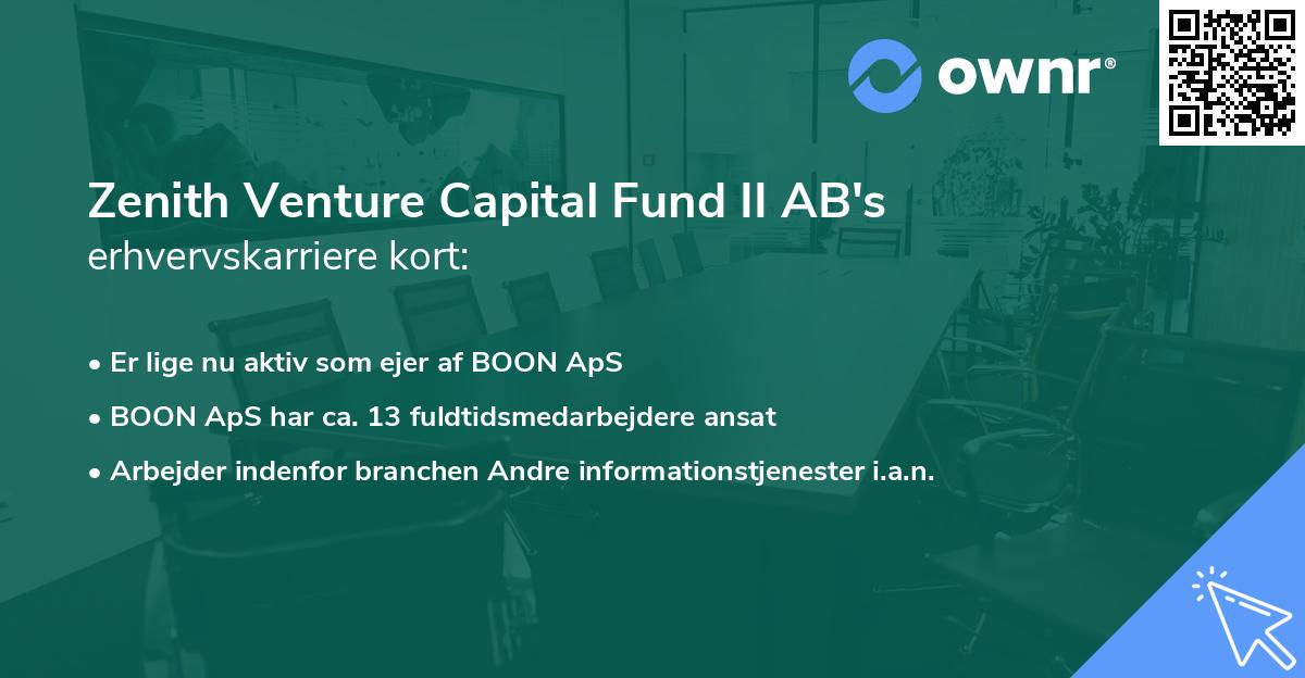 Zenith Venture Capital Fund II AB's erhvervskarriere kort