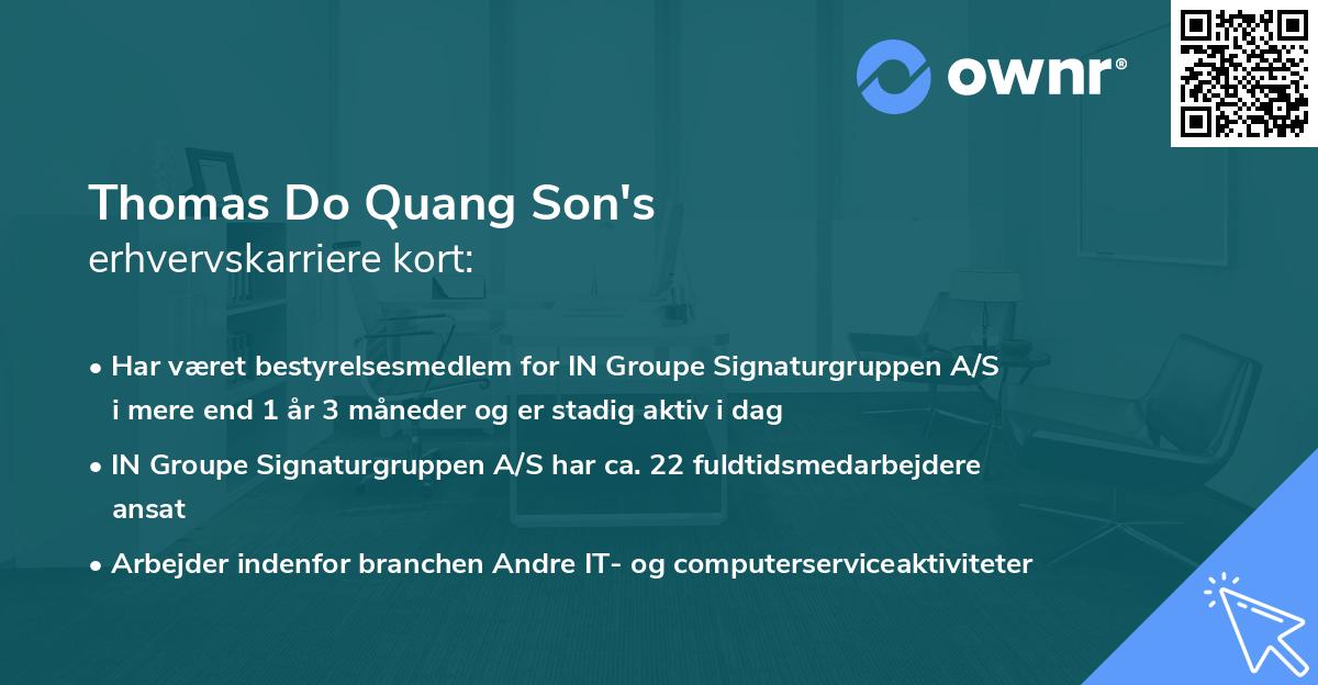 Thomas Do Quang Son's erhvervskarriere kort