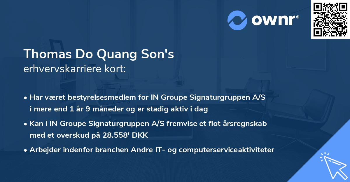 Thomas Do Quang Son's erhvervskarriere kort