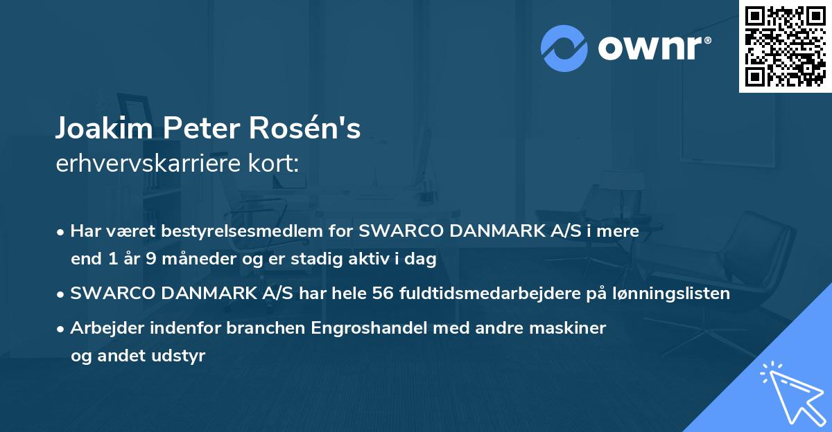 Joakim Peter Rosén's erhvervskarriere kort