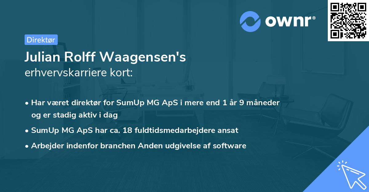 Julian Rolff Waagensen's erhvervskarriere kort