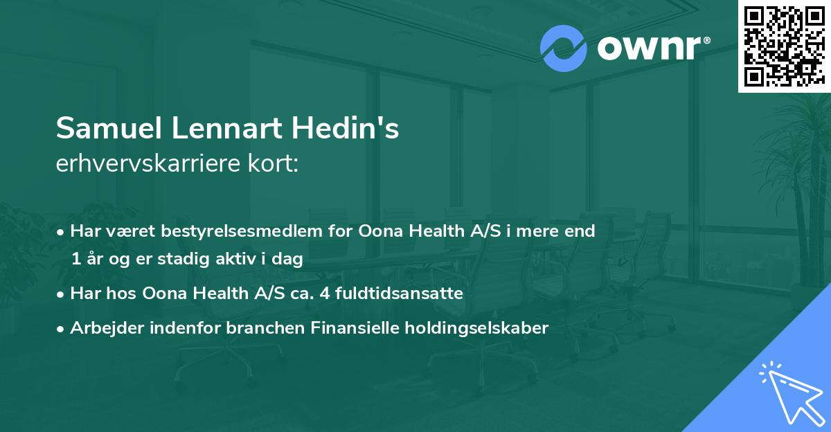 Samuel Lennart Hedin's erhvervskarriere kort