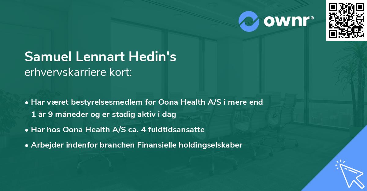 Samuel Lennart Hedin's erhvervskarriere kort