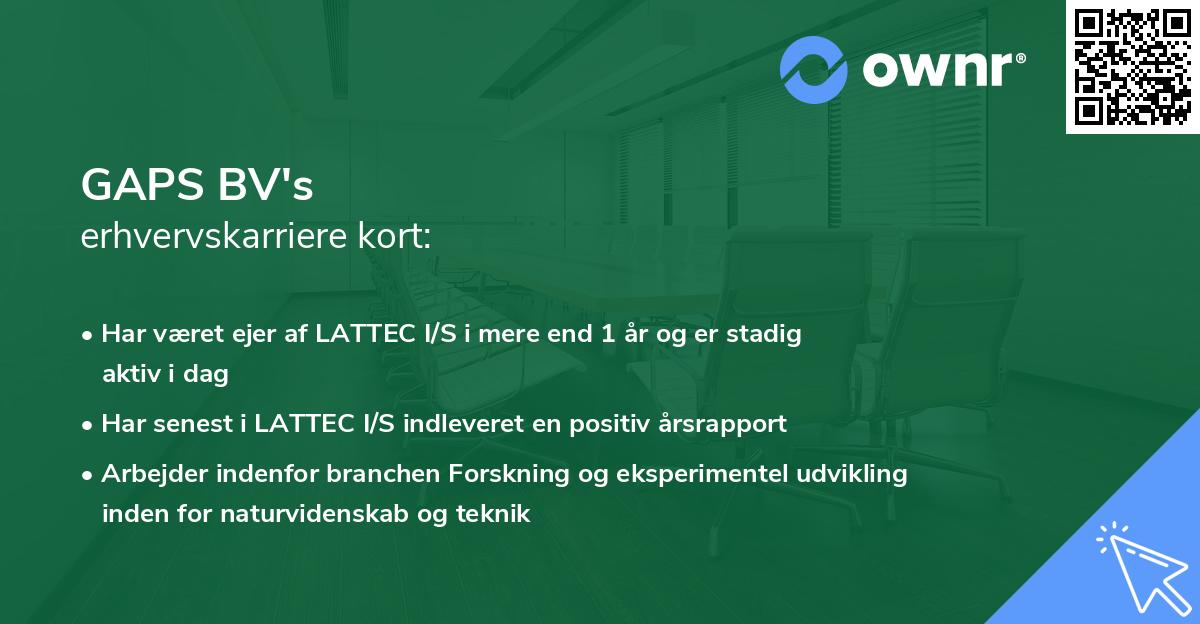 GAPS BV's erhvervskarriere kort