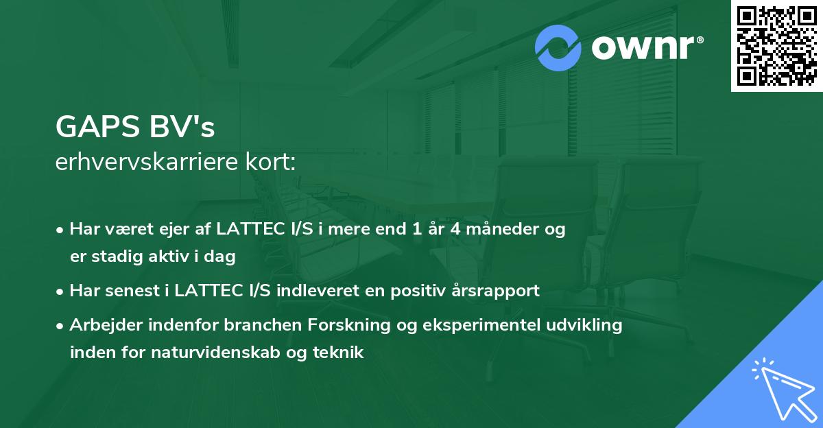 GAPS BV's erhvervskarriere kort