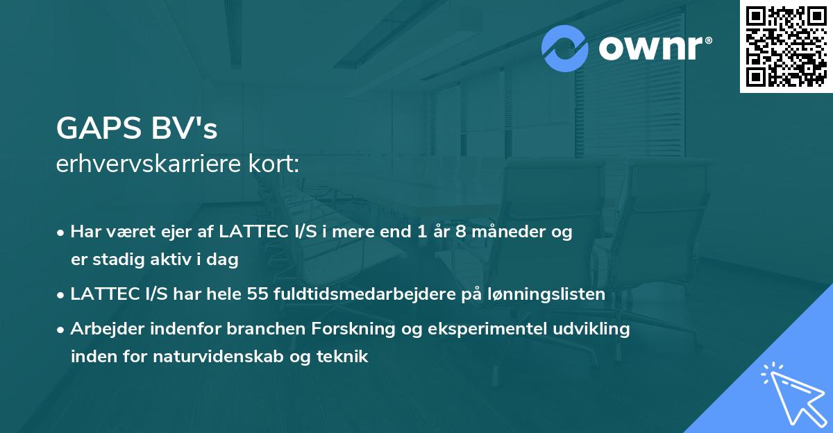 GAPS BV's erhvervskarriere kort