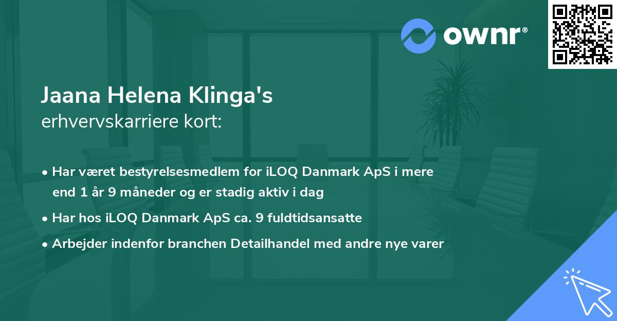 Jaana Helena Klinga's erhvervskarriere kort