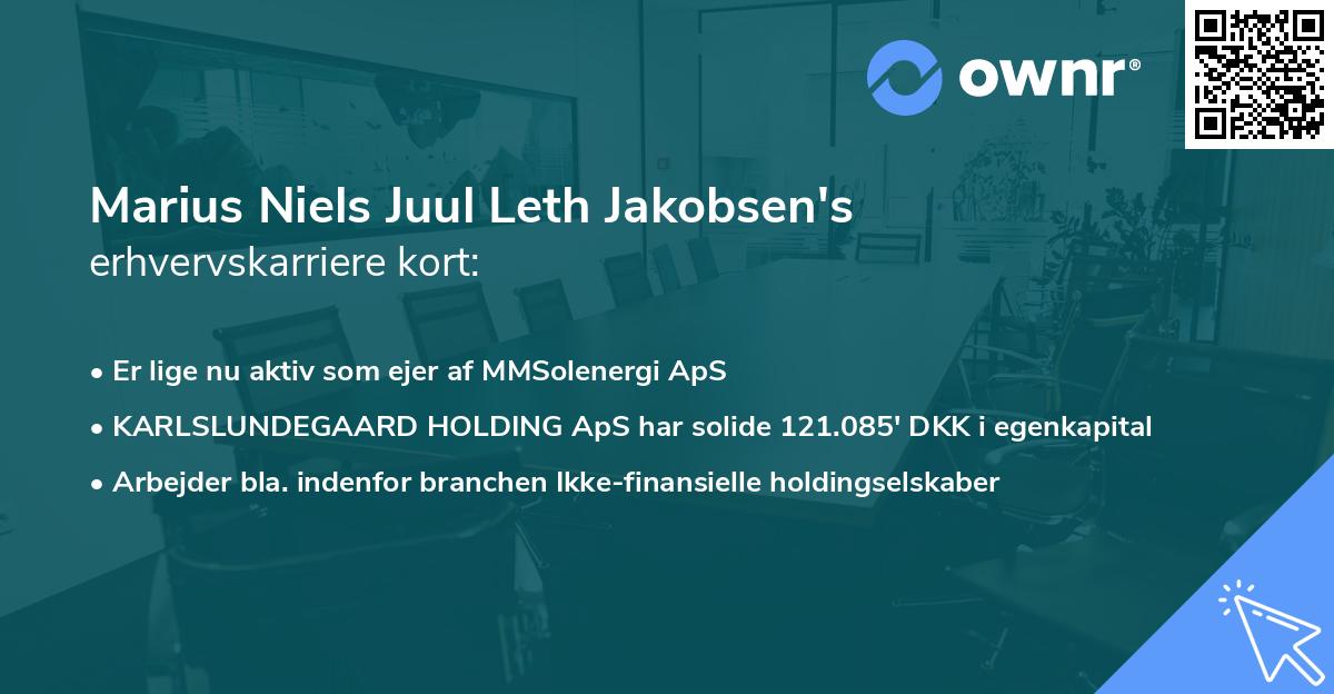 Marius Niels Juul Leth Jakobsen's erhvervskarriere kort