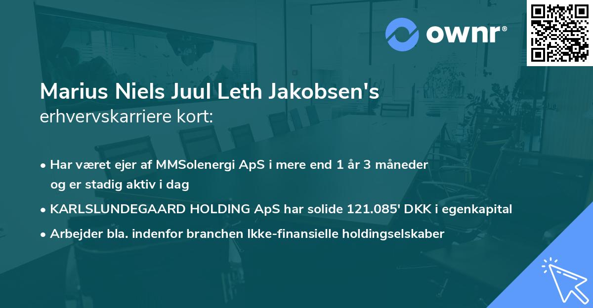 Marius Niels Juul Leth Jakobsen's erhvervskarriere kort