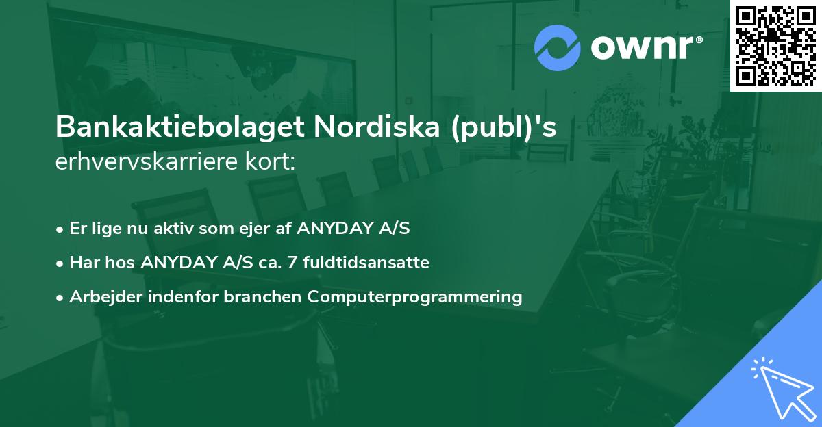 Bankaktiebolaget Nordiska (publ)'s erhvervskarriere kort