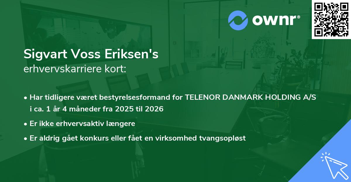 Sigvart Voss Eriksen's erhvervskarriere kort