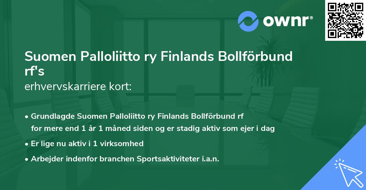 Suomen Palloliitto ry Finlands Bollförbund rf's erhvervskarriere kort