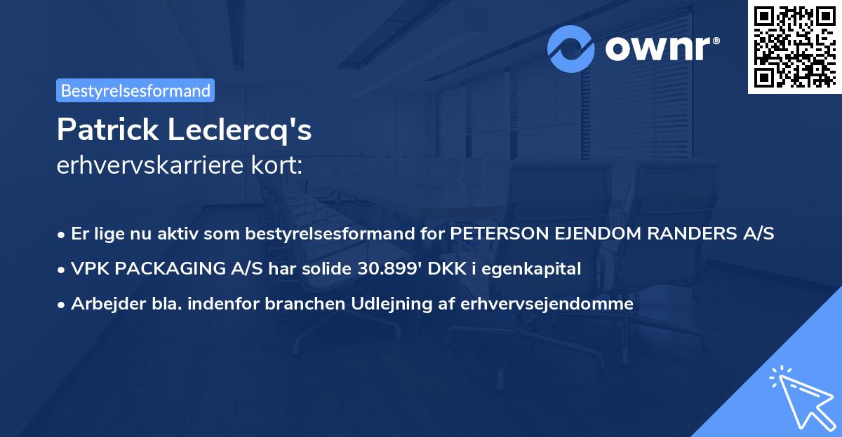 Patrick Leclercq's erhvervskarriere kort