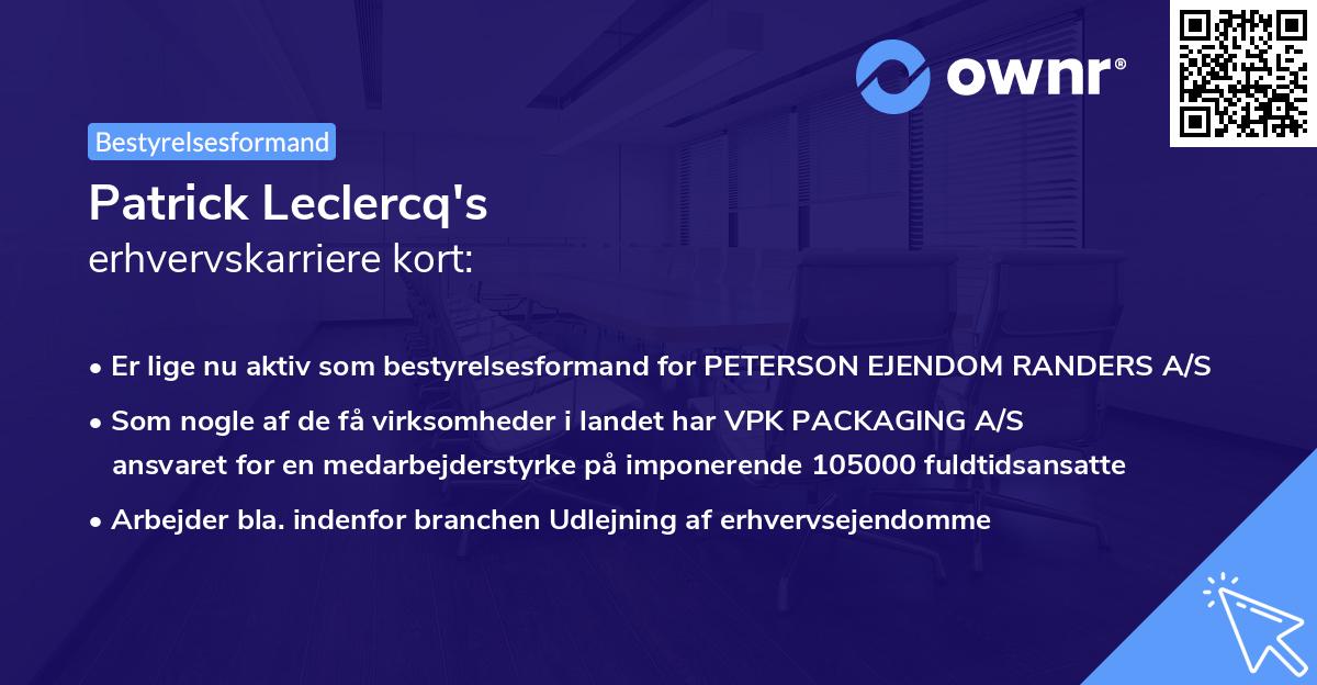 Patrick Leclercq's erhvervskarriere kort