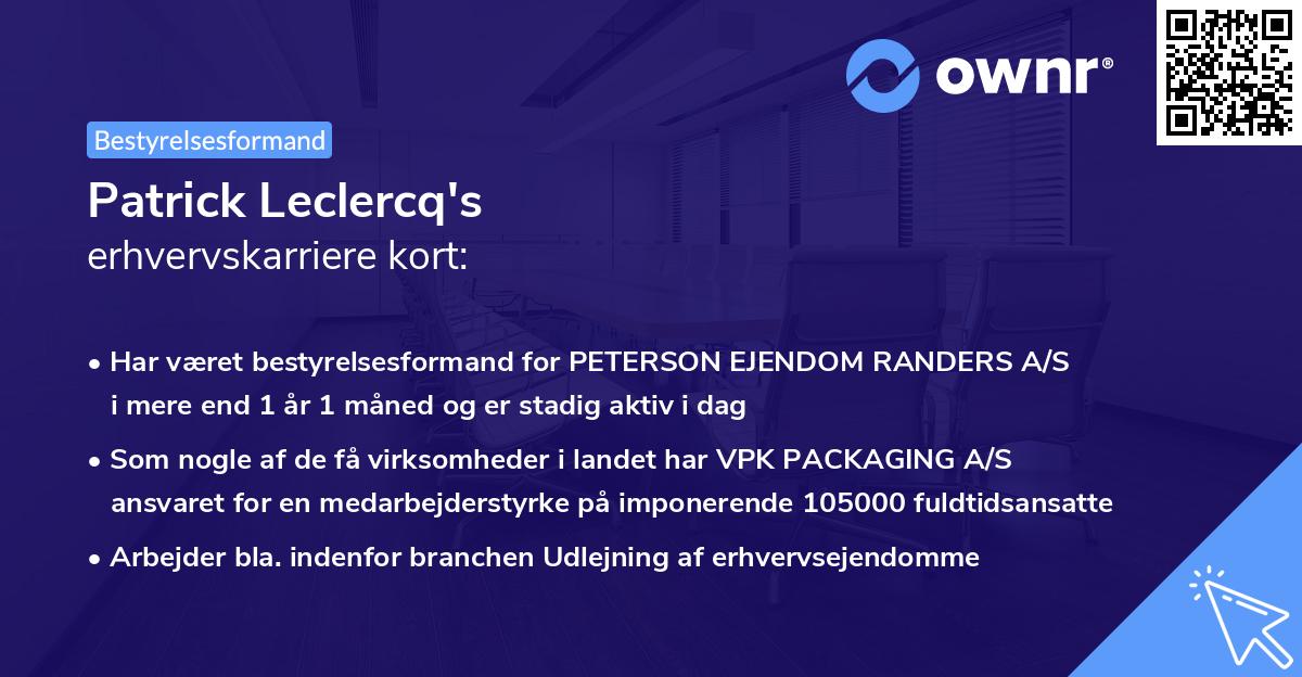 Patrick Leclercq's erhvervskarriere kort