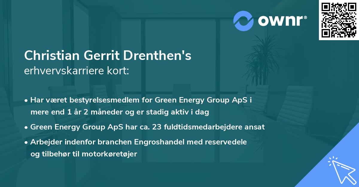 Christian Gerrit Drenthen's erhvervskarriere kort