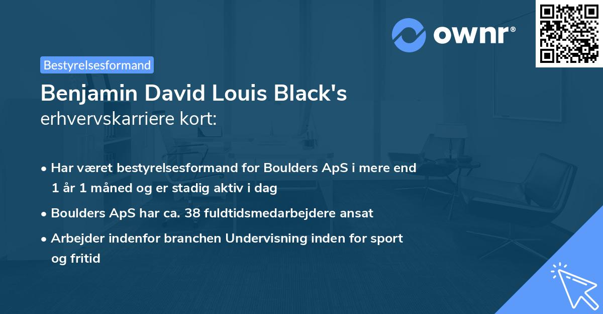Benjamin David Louis Black's erhvervskarriere kort