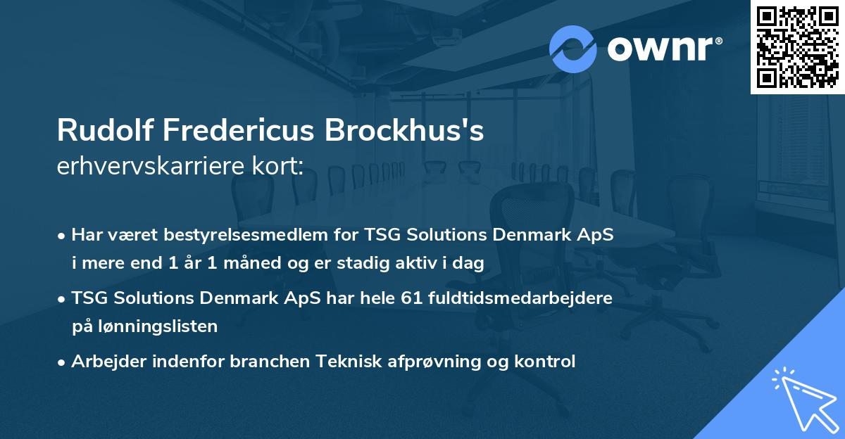 Rudolf Fredericus Brockhus's erhvervskarriere kort