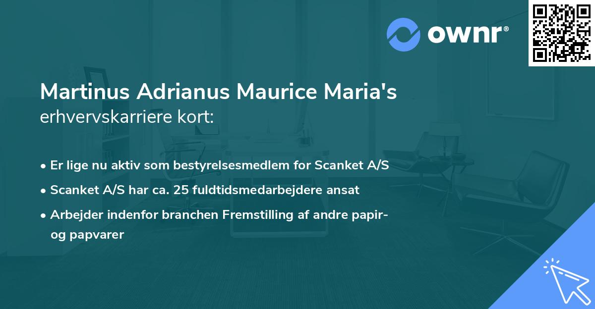 Martinus Adrianus Maurice Maria's erhvervskarriere kort